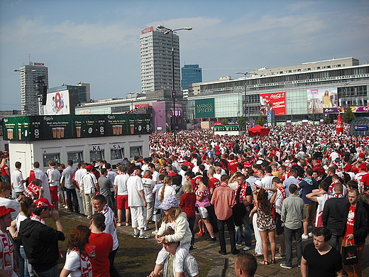 Warszawa. Przed meczem Polska-Grecja. Strefa Kibica.