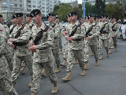 Warszawa. wito Wojska Polskiego 2012. Kolumna wojska przed Muzeum Wojska Polskiego.