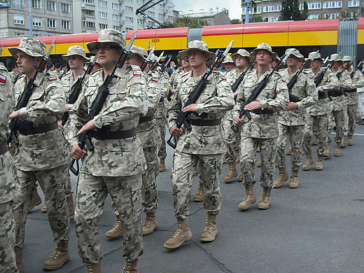 Warszawa. wito Wojska Polskiego 2012. Kolumna wojska przed Muzeum Wojska Polskiego.