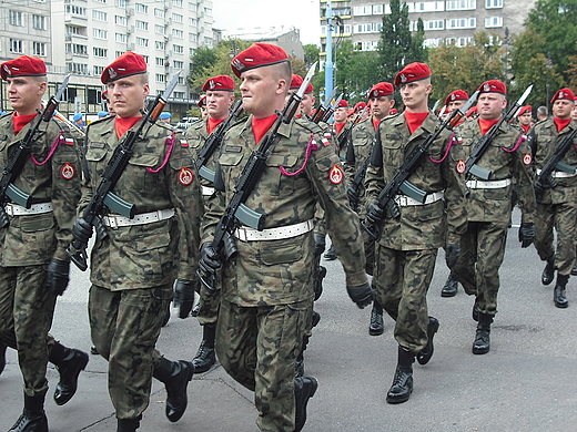 Warszawa. wito Wojska Polskiego 2012. Kolumna wojska przed Muzeum Wojska Polskiego.