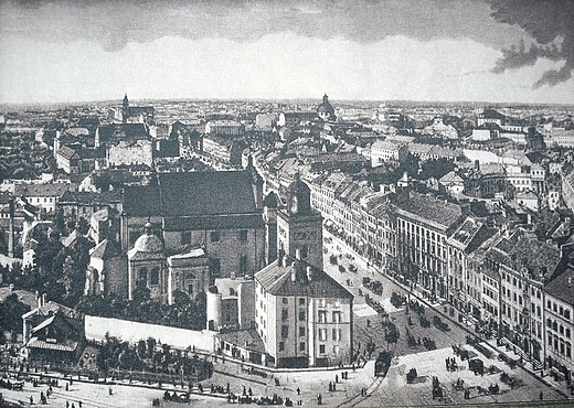 Warszawa. Targ Staroci na Kole. Fragment obrazu Panorama Warszawy z 1875 r.