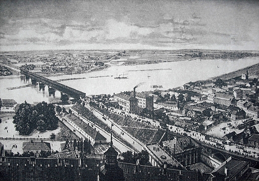 Warszawa. Targ Staroci na Kole. Fragment obrazu Panorama Warszawy z 1875 r.