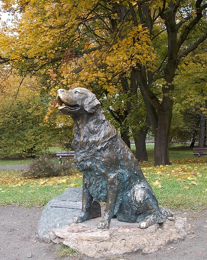 Warszawa. Pomnik psa na Polu Mokotowskim.