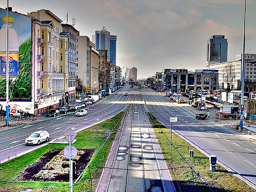 Warszawa. Aleje Jerozolimskie. Widok w stron Placu Zawiszy.