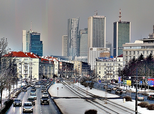 Warszawa. Widok z pomostu nad Al. Niepodlegoci.