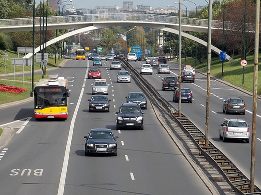 Warszawa. Trasa azienkowska. Widok z Placu Na Rozdrou.