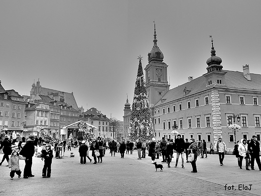 Warszawa ju witeczna. Plac Zamkowy.