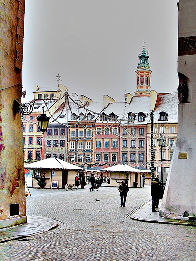 Warszawa. Rynek Starego Miasta w Sylwestra.