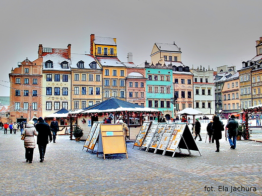 Warszawa. Rynek Starego Miasta w Sylwestra.