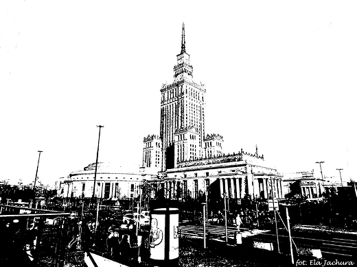 Warszawa. PKiN. Widok z Dworca Centralnego.