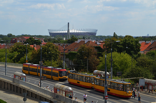 Warszawa - Widok na Stadion Narodowy z Placu Zamkowego