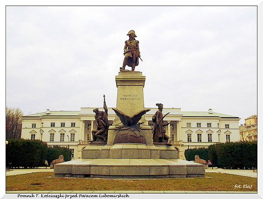 Warszawa. Pomnik T. Kociuszki przed Paacem Lubomirskich.