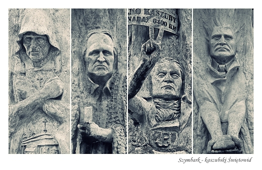 Szymbark - postacie na pomniku kaszubskiego witowida
