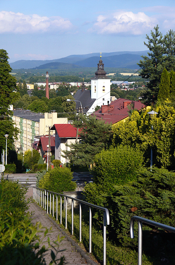 Skoczw. Widok na miasto ze schodw prowadzcych na Kaplicwk.