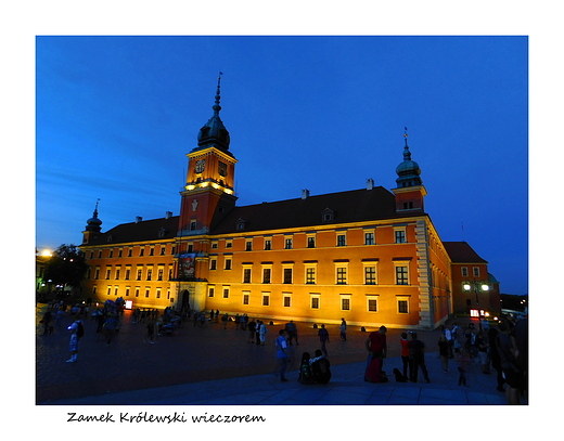 Warszawa. Zamek Krlewski wieczorem