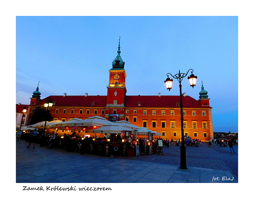 Warszawa. Zamek Krlewski wieczorem