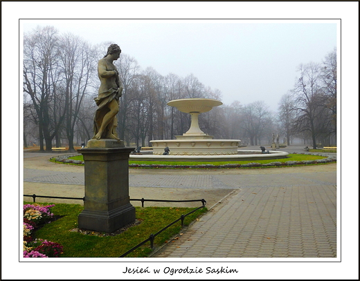 Warszawa. Jesienny Ogrd Saski. Fontanna z 1853 r.