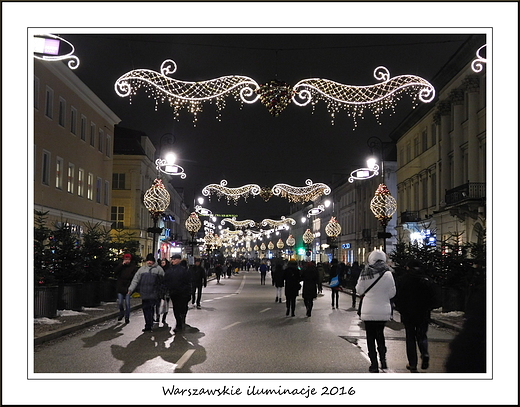 Warszawskie iluminacje 2016. Ulica Nowy wiat