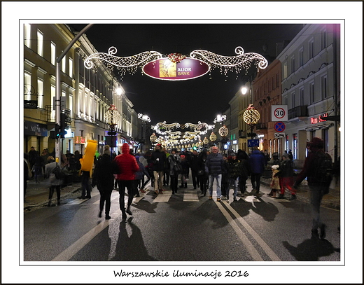 Warszawskie iluminacje 2016. Ulica Nowy wiat