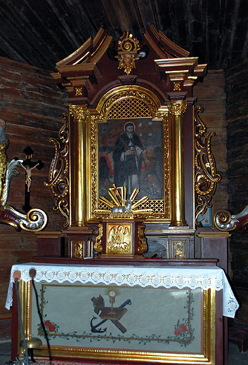 Zrbice-kosci parafialny. Otarz Gwny z malowidem przedstawiajcym w. Idziego