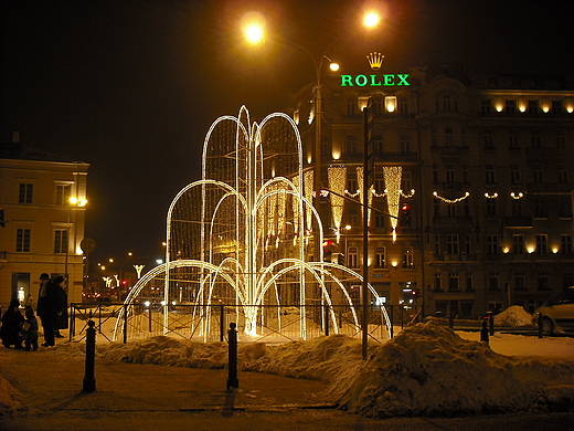 witeczna Warszawa. Plac Trzech Krzyy.