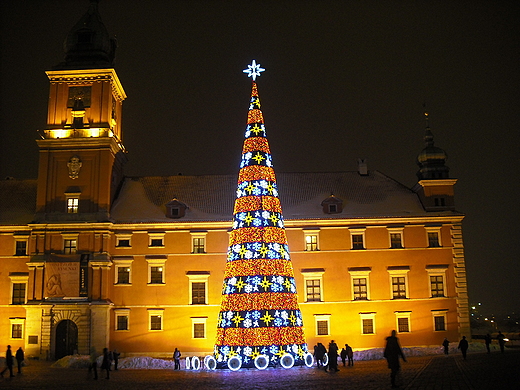 witeczna Warszawa. Plac Zamkowy.