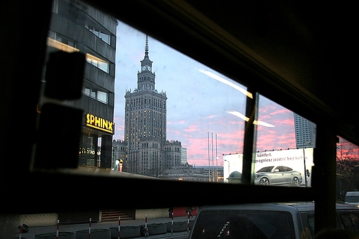 Widok z podmiejskiego autobusu. Warszawa