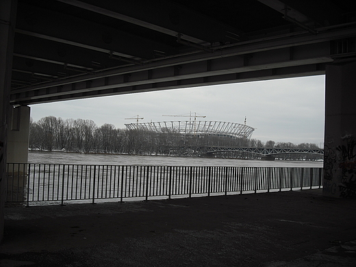 Warszawa. Budowa Stadionu Narodowego. Stycze 2011.