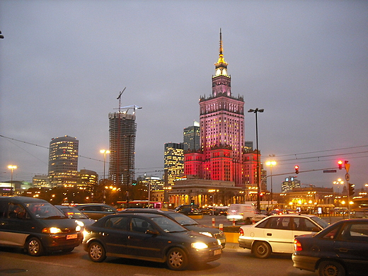 Warszawa. Centrum wieczorem.