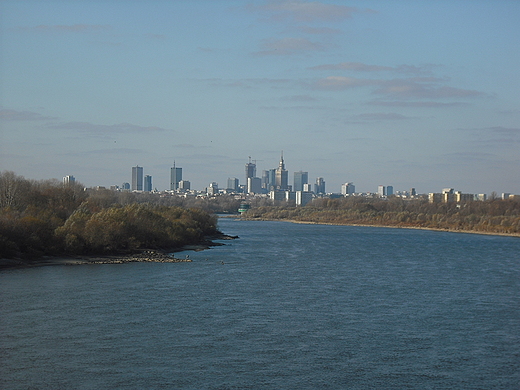 Warszawa. Widok z Mostu Siekierkowskiego.